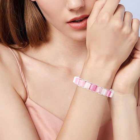 Yolev Fidget Anxiety Bracelet for Women And Men, Resin Beaded Fidget Jewelry, Stress Relief Sensory Bracelet, Pink