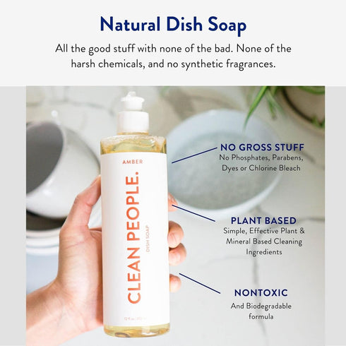 Clean People Liquid Dish Soap, Plant-Based, Biodegradable Formula, Recyclable Packaging (Amber Citrus Clove Scent) 12