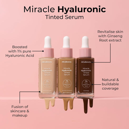 MCoBeauty Miracle Hyaluronic Tinted Serum, 3-4 Light/Medium, Hydration & Glow for Radiant Skin