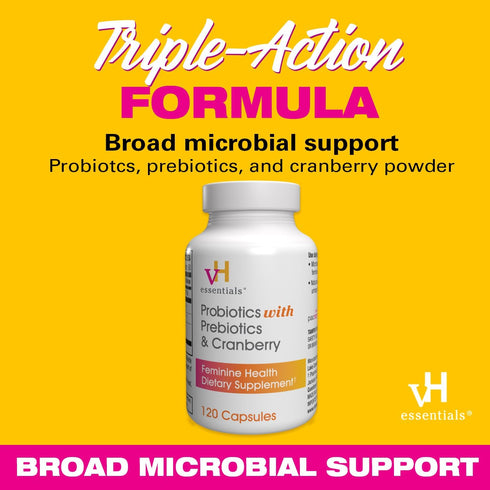 vH essentials Probiotics with Prebiotics and Cranberry Feminine Health Supplement - 120 Capsules (544-36)