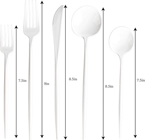 Novelty Modern Flatware Cutlery Disposable Plastic Combo Set 40 Count Luxury White, Service for 8 by PLASTICPRO