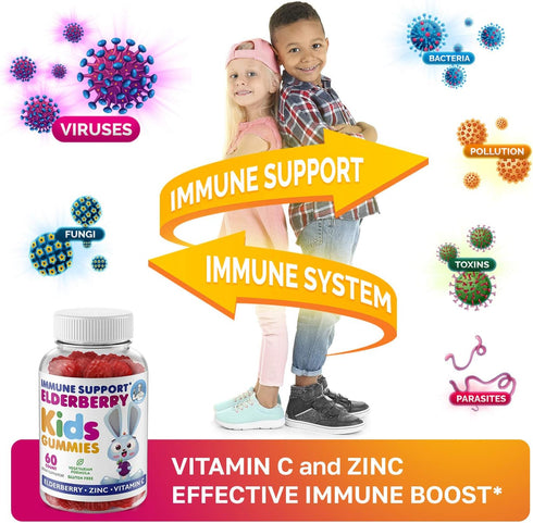 DR. MORITZ Elderberry Gummies for Kids and Adults (2 Pack) - Immune Support with Vitamin C and Zinc