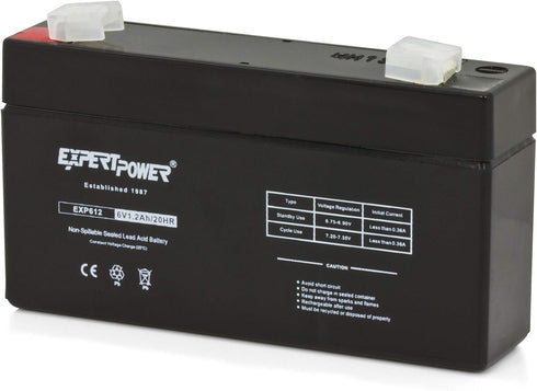 ExpertPower EXP612 6V 1.2 Amp Rechargeable Battery replaces LEOCH DJW6-1.2 T1 F1 6V1.3AH 6V1.4AH with F1 Terminals