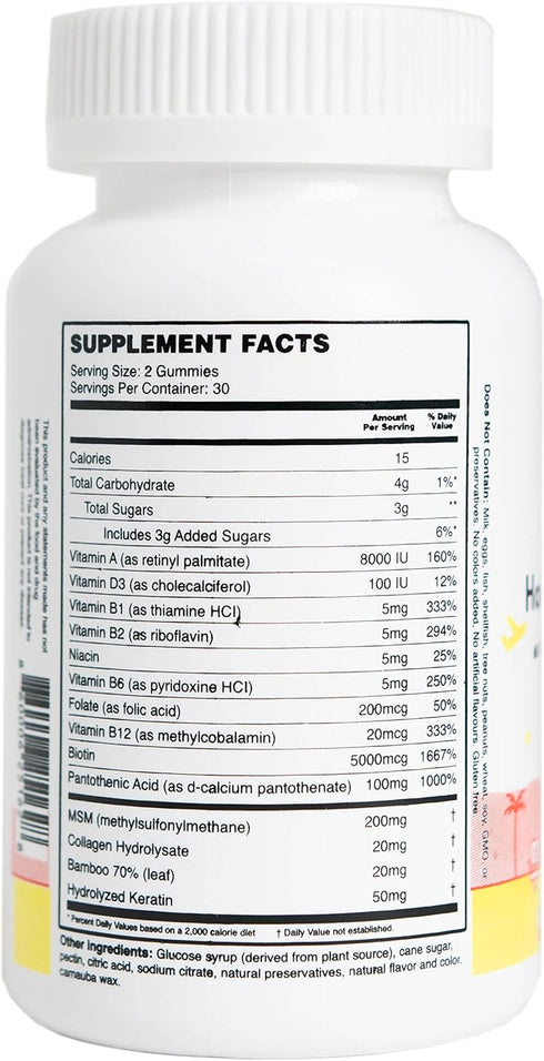 Gummies D3, B1, B2, B6 B12 60 Count MEWD Teen and Kids Hair, Skin & Nails Support Multivitamin - Biotin Strength