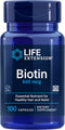 Life Extension Biotin 600 mcg Vitamin B7 Support Supplement for Beautiful Hair, Nails & Beyond – 100 Capsules