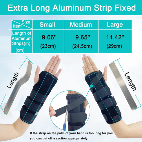 TANDCF Unisex Double Fixation Wrist Brace, Adjustable Night Time Forearm Splint for Carpal Tunnel, 12.2 inch (LH/L)