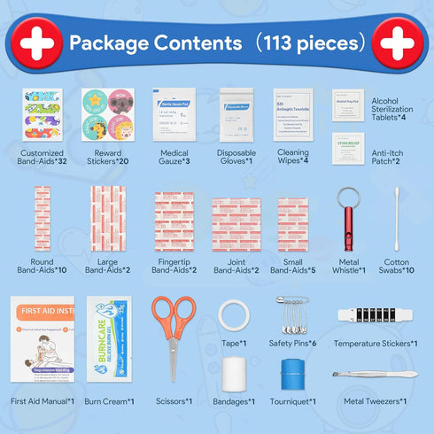 Mini First Aid Kit, 113 Pc. Water-Resistant Hard Case for Car, Home - TSA-Approved Travel Size