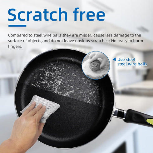 Large Non-Scratch Steel Wire Dishwashing Rags, Substitute for Steel Wool Scrubbers, Multifunctional Cloths for Pots,