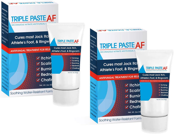 Triple Paste AF Anti Fungal Ointment, 2% Miconazole Cream, Treats Jock Itch, Athletes Foot, Pack of 2