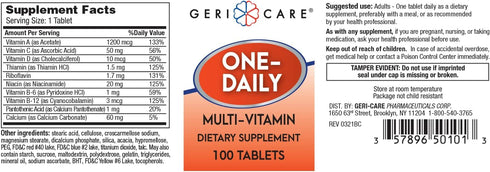 GeriCare One-Daily Multi-Vitamin Tablets Dietary Suplement 100 Count (Pack of 1)