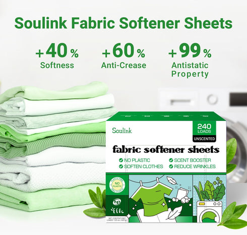 Fabric Softener Sheets - No Plastic Jug Soap Strips for Washing Machine, Alternative to Liquid and Pods, Unscented, Up