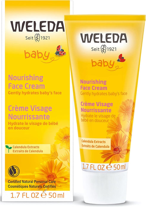 Weleda Baby Calendula Nourishing Face Cream, Plant Rich Moisturizer with Calendula and Lanolin, 1.7 Fluid Ounce