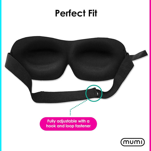 Mumi Sweet Dreams Kit - 3D Memory Foam Sleeping Mask with Adjustable Strap, Blocks Light Effectively, Includes Ear