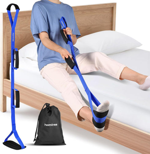HOOMTREE 39 Inch Long Leg Lifter Strap with Padded Handgrips and Foot Loop,Rigid Leg Lifter Hip&Knee Replacement