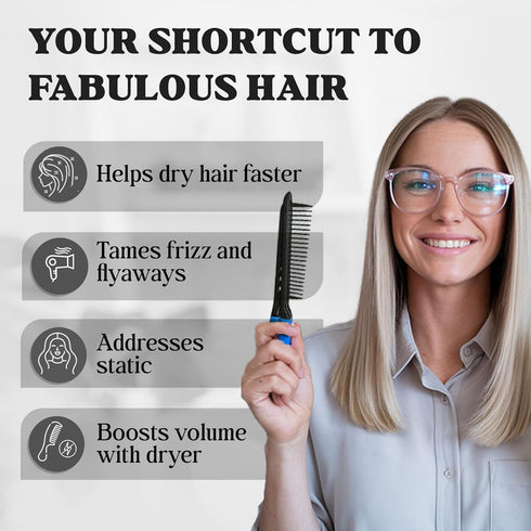 Herstyler Hair Straightening Comb - Easy Styling Straightener Comb for Flat Iron (Blue)