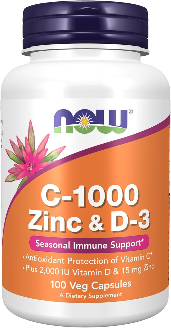 NOW C-1000, Zinc & D-3, 100 Veg Capsules