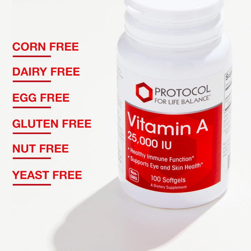 Protocol Vitamin A 25,000 IU - Supports Eye, Retina, and Immune Health - 100 Softgels