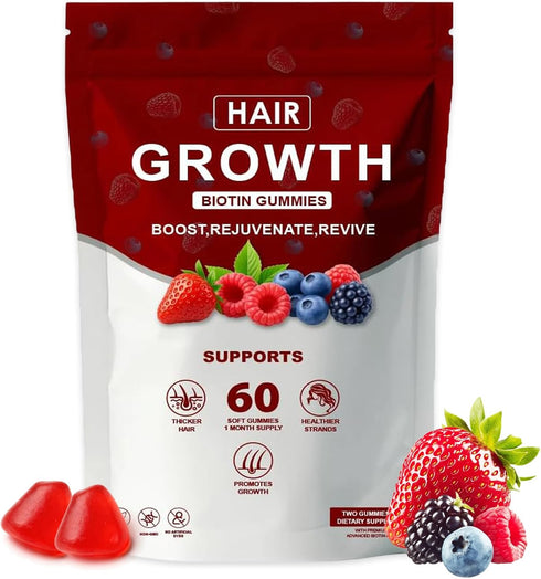 WOVOEO Hair Growth Vitamins Gummies for Black Women, Healthy Nourishment with Biotin, Collagen