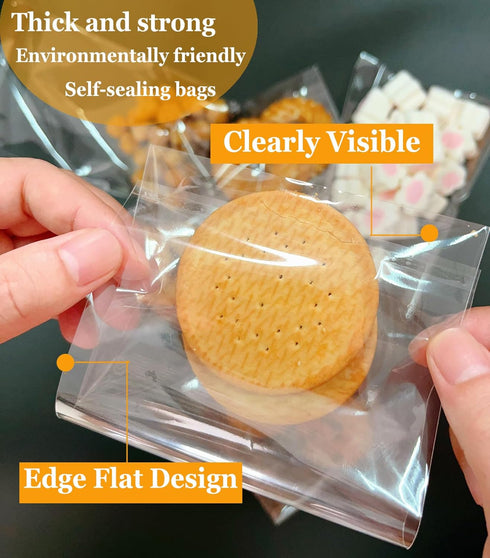 310 Pcs Cellophane Bags, 5x7 Inch Clear Self-Sealing Plastic Wrappers for Bakery, Treats, Gifts