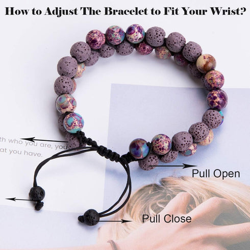 Bivei Aromatherapy Essential Oil Diffuser Bracelet, Lava Stone Bead Gemstone Anxiety Diffuser Bangle