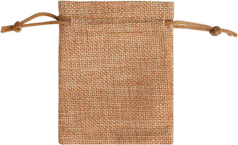 Lucky Monet 25Pcs Burlap Gift Bags, 3” x 4” Coffee Hessian Jute Bags with Drawstring for Party Favors