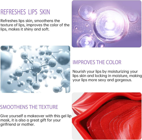VEZE Lip Masks, 20 Pcs Collagen Lip Mask for Dry Lips, Crystal Lip Pads for Moisturizing and Anti-Aging