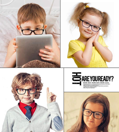 Outray Kids Anti Blue Light Glasses, Classic Rectangle Eyewear for Anti Harmful Blue Light/UV400 (Set Blue+Black, 47)