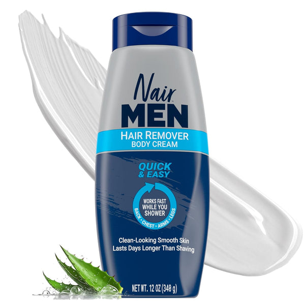 Nair Men Hair Remover Body Cream - Manscape for Smooth Skin for Days - Coarse Hair Removal, 12 oz
