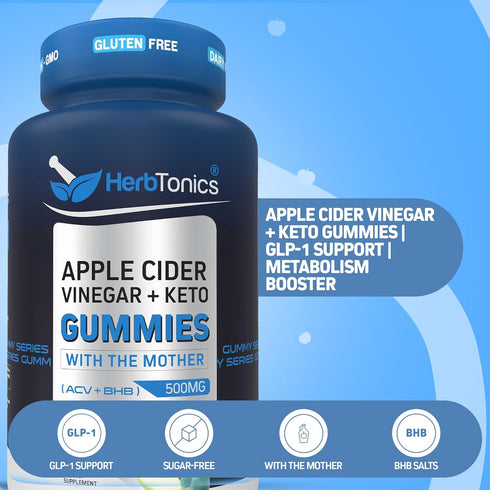 Gummies GLP-1 60 Gummies Herbtonics Keto Apple Cider Vinegar | Digestion & Detox | Support | Sugar Free BHB Advanced