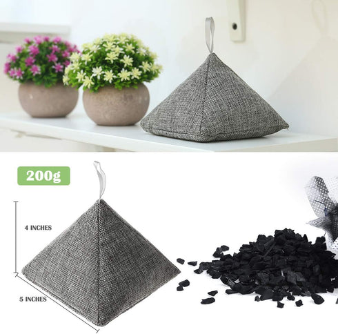 8 Pack Charcoal Bamboo Bags, Nature Fresh Activated Charcoal Odor Absorber Eliminator Bag, 200g Each