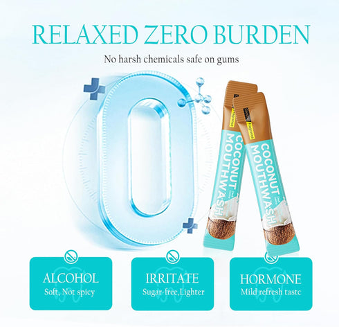 Packets, 20 Packs Coconut Mouthwash Travel Size Individual Portable Mouthwash Alcohol Free, Portable Mouth Wash