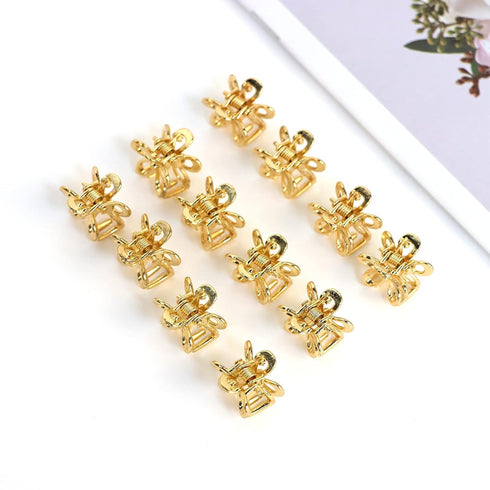 YISSION 12PCS Small Flower Hair Clips - Cute Metal Hair Barrettes for Women and Girls, Mini Gold Flower Claw Clips