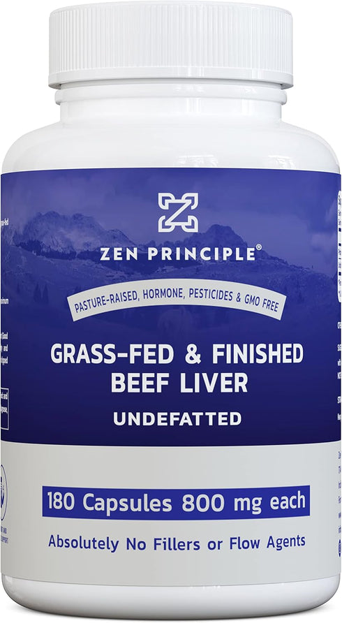 Zen Principle Ultra-Pure Desiccated Beef Liver, Grass-Fed, Pasture-Raised Cows - Natural Energy & Workout Boost from