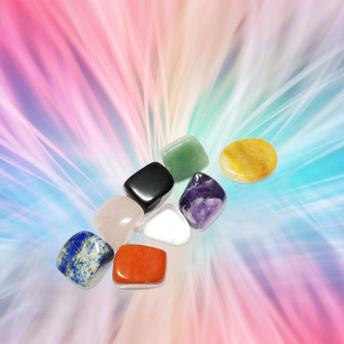 Chakra Stones Healing Crystals Set of 8 for Crystal Healing Meditation, Reiki, Worry Stones, and Palm Stones