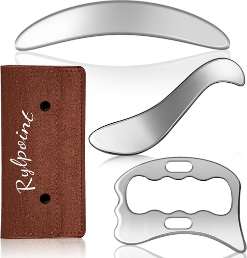 Rylpoint 3 in 1 Guasha Massage Tool, Grade Stainless Steel Scraping Tool for