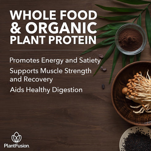 SOTRU Organic Vegan Protein Powder - Plant Based with Green Superfoods, Chocolate 18.5 oz, 21 Servings