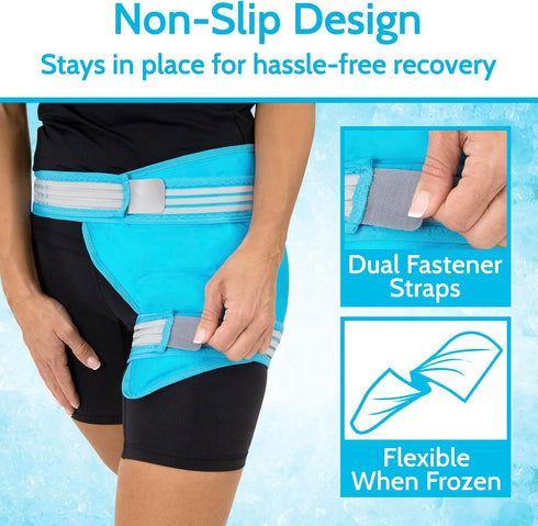 Arctic Flex Hip Ice Pack Wrap - Pain Relief for Hip Bursitis, Flexor & Replacement - Cold & Hot Therapy, Reusable Gel