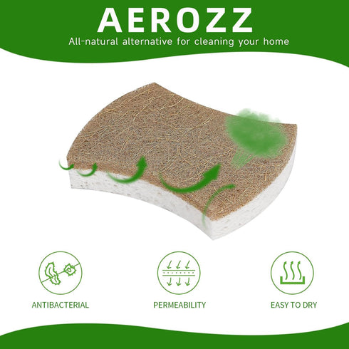10 Pack Eco-Friendly No-Scratch Dish Sponges, Natural Kitchen Sponges for Washing & Cleaning, Quick-Drying, Odor Free