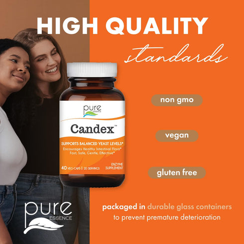 Candex Supplement by Pure Essence - Yeast Overgrowth Aid with Digestive Enzymes, Probiotic for Men & Women - 40 Capsules