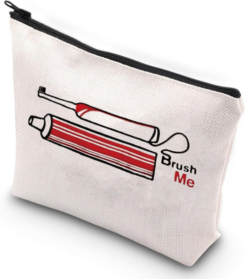 G2TUP Novelty Travel Toothbrush Holder, Brush Me Canvas Dopp Kit for Toiletries and Toothpaste Organizer