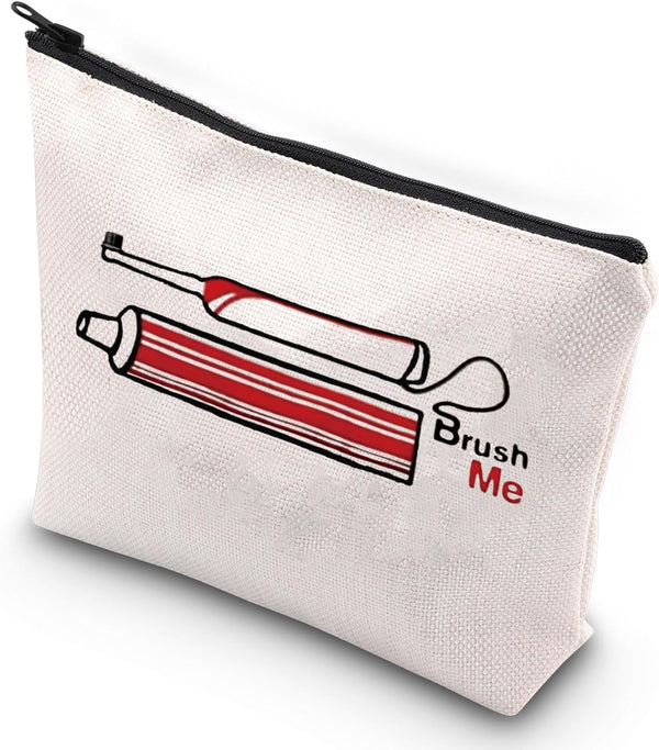 G2TUP Novelty Travel Toothbrush Holder, Brush Me Canvas Dopp Kit for Toiletries and Toothpaste Organizer