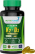 Vitamin K2 + D3 Supplement, 120 Softgels for Cardiovascular & Bone Health, Non-GMO & Allergen-Free