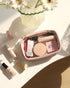 Pocmimut PU Leather Clear Makeup Bag, Travel Essentials Cosmetic Organizer for Women (Beige)