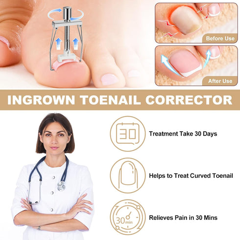 Ingrown Toenail Removal Kit, Professional Tool Kit with Corrector, 50PCS Corrector Patches for Pain Relief