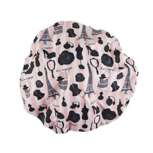 Reusable Nylon Shower Cap & Bath Cap - Oversized Waterproof Shower Caps for All Hair Lengths, Terry Lining