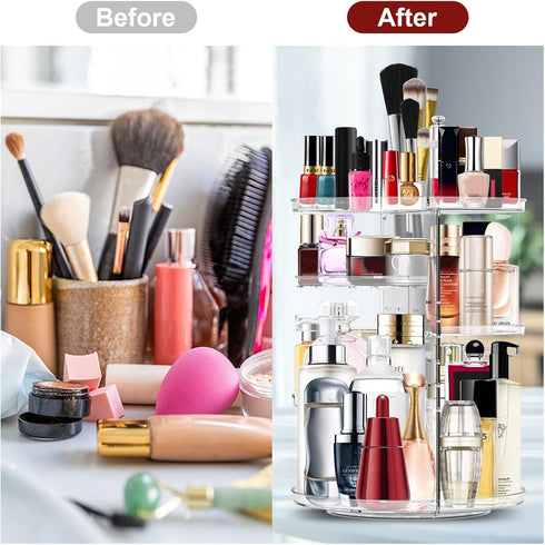Makeup Organizer 360 Rotating Cosmetic Carousel, Large Capacity Spinning Holder Rack for Vanity