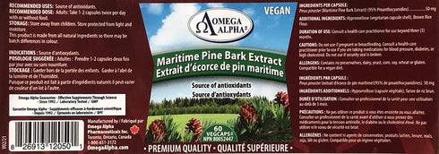 Omega Alpha Maritime Pine Bark Extract, Anti Hypertension, 60 Capsules