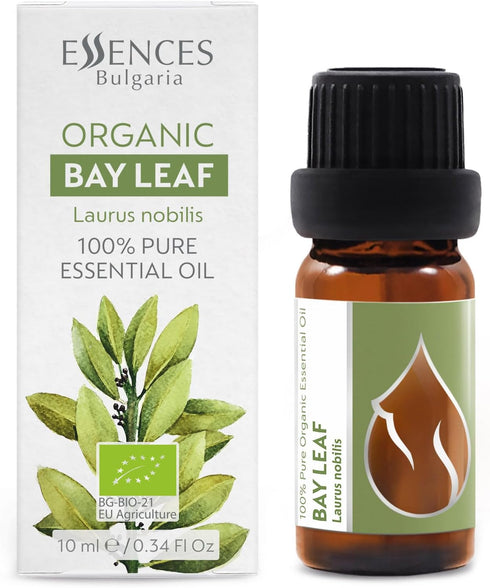 Essences Bulgaria Organic Bay Leaf Essential Oil 1/3 Fl Oz | 10ml | Laurus nobilis | 100% Pure and Natural | Undiluted | Therapeutic Grade | Family Owned Farm | Steam-Distilled | Non-GMO | Vegan