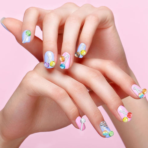 PAGOW 100pcs Lollipop Candy Nail Art Charm Cute 3D Acrylic Decoration for DIY Mini Designs, Sweet Love Craft Supplies