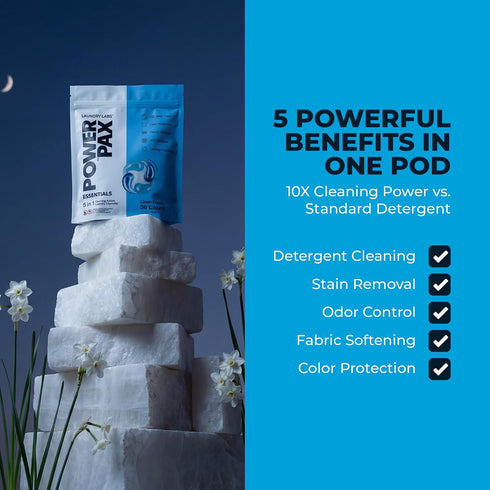 laundry labs 5-in-1 36 Count PowerPax Laundry Detergent Pods, Concentrated Enzyme Clean pods for Stain Removal, Odor